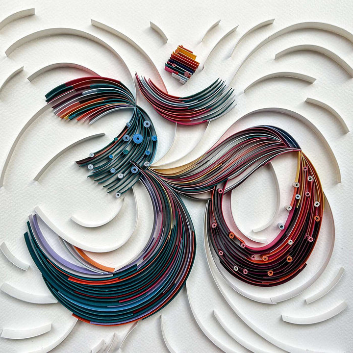 Handmade Quilling Multicolour Om Framed Art