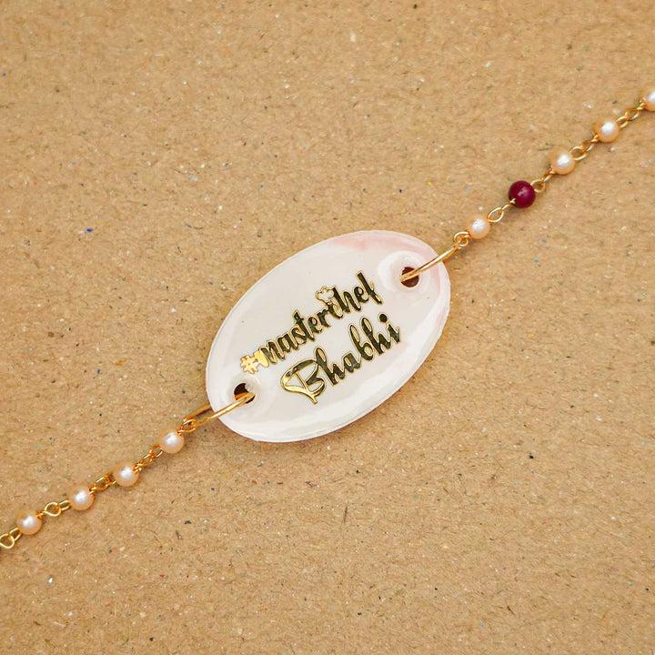Handmade Resin Sticker Rakhi With Roli Chawal For Bhabhi