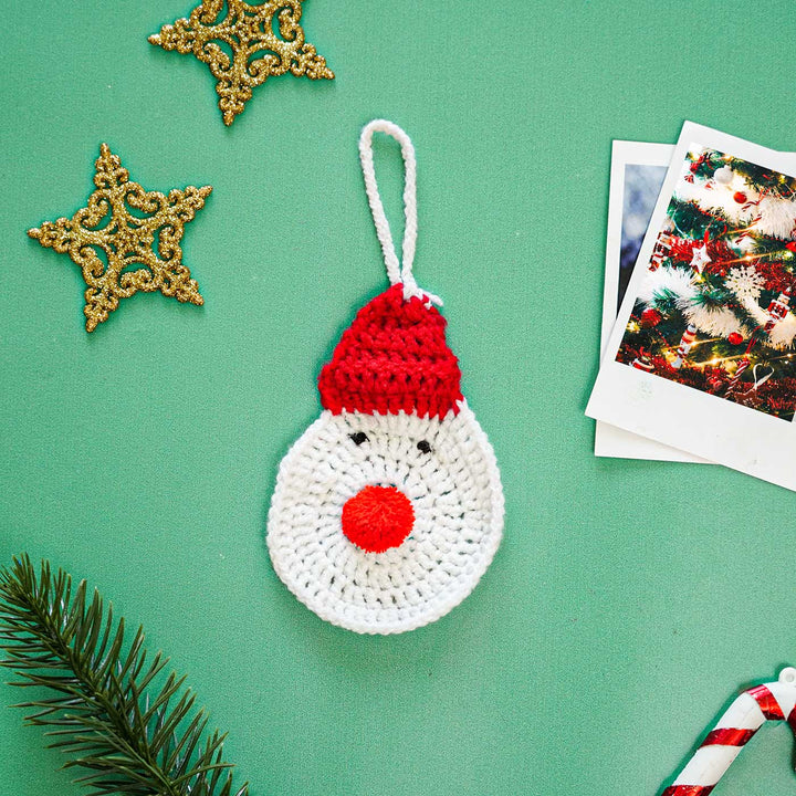 Handmade Santa Crochet Woolen Ornament For Christmas Tree Decoration | Set Of 2