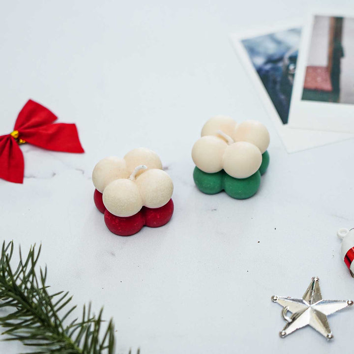 Handmade Scented Ombre Bubble Soy Wax Candles For Christmas Decoration | Set Of 2