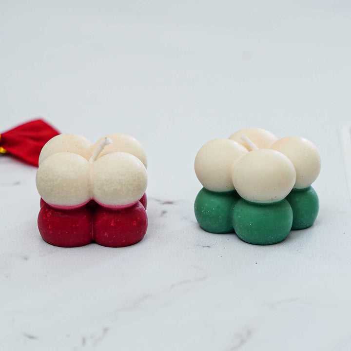 Handmade Scented Ombre Bubble Soy Wax Candles For Christmas Decoration | Set Of 2