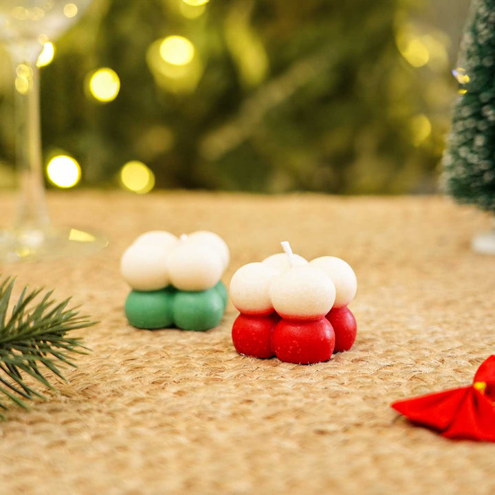 Handmade Scented Ombre Bubble Soy Wax Candles For Christmas Decoration | Set Of 2