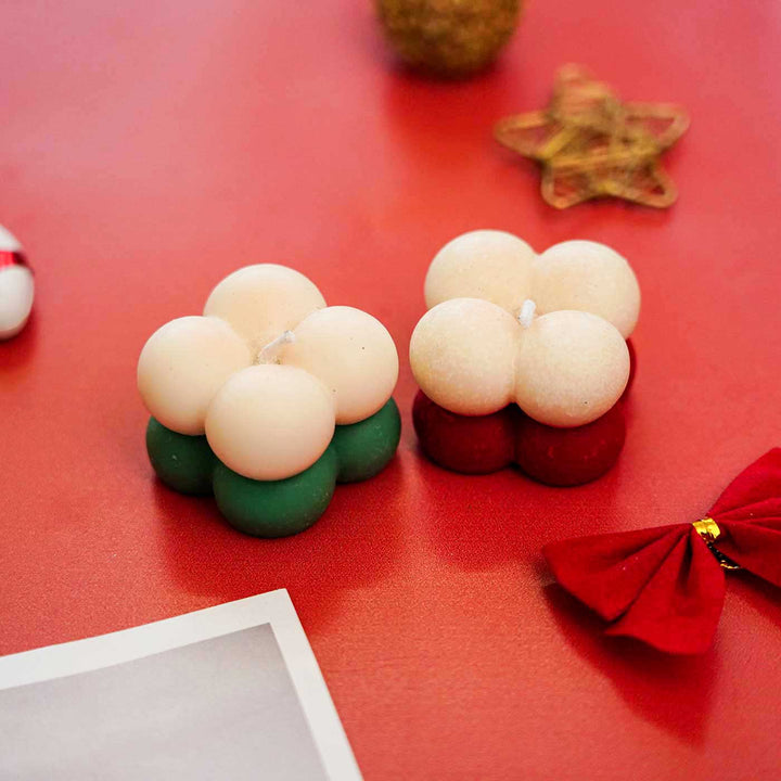 Handmade Scented Ombre Bubble Soy Wax Candles For Christmas Decoration | Set Of 2