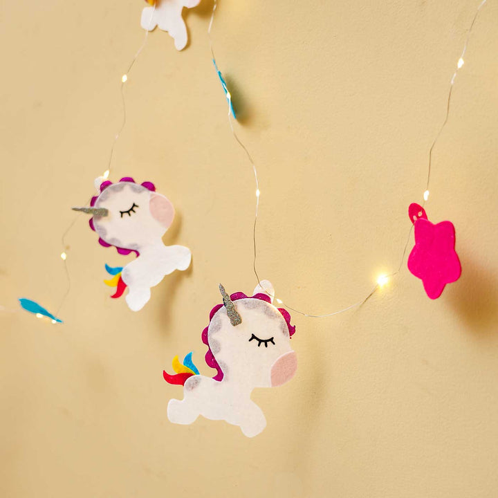 Handmade Unicorn Theme Felt Fairy Light For Kids