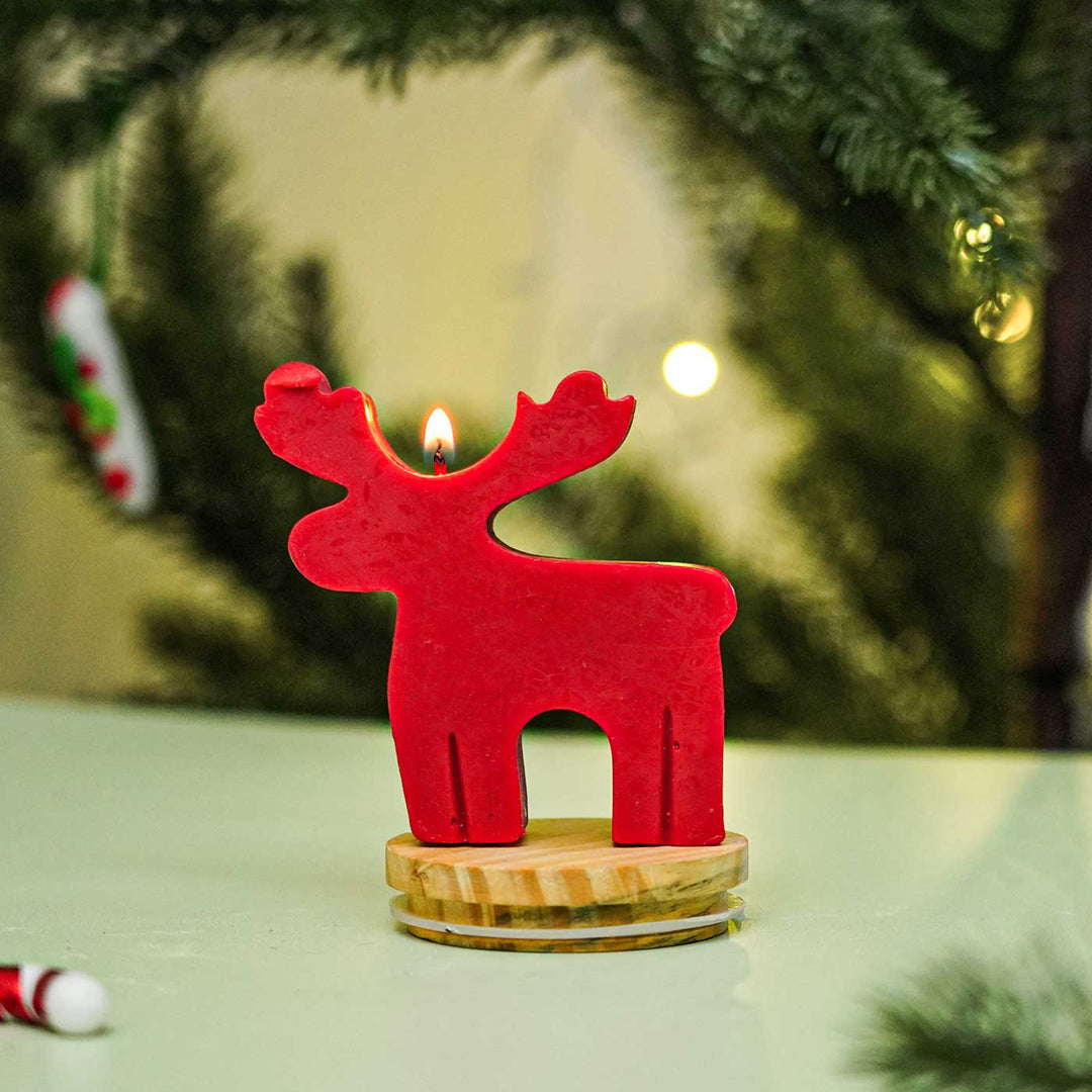 Handmade Standing Reindeer Wax Candle For Christmas Decoration
