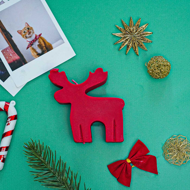 Handmade Standing Reindeer Wax Candle For Christmas Decoration