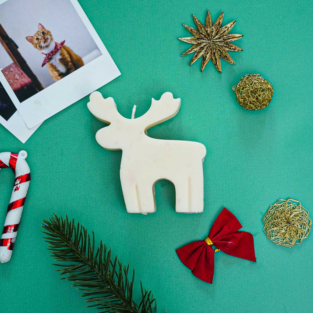 Handmade Standing Reindeer Wax Candle For Christmas Decoration