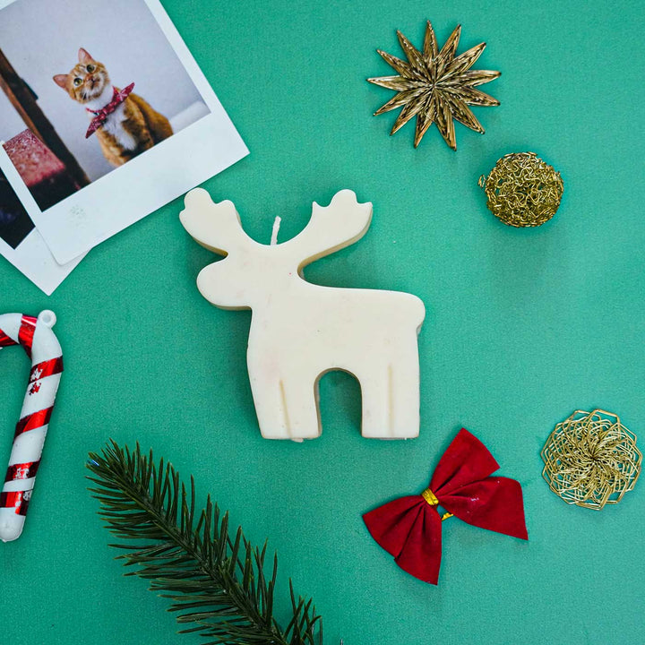 Handmade Standing Reindeer Wax Candle For Christmas Decoration