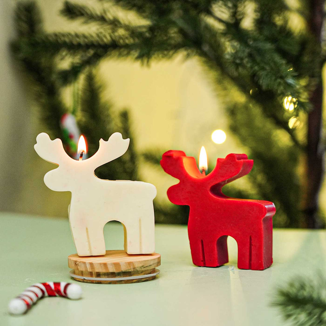 Handmade Standing Reindeer Wax Candle For Christmas Decoration