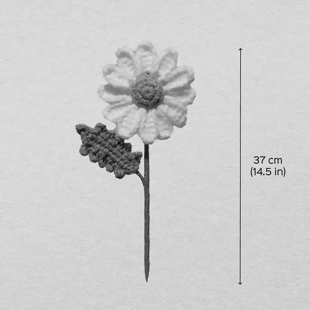 Handmade Crochet Daisy Cotton Flower Stick | Pack Of 1