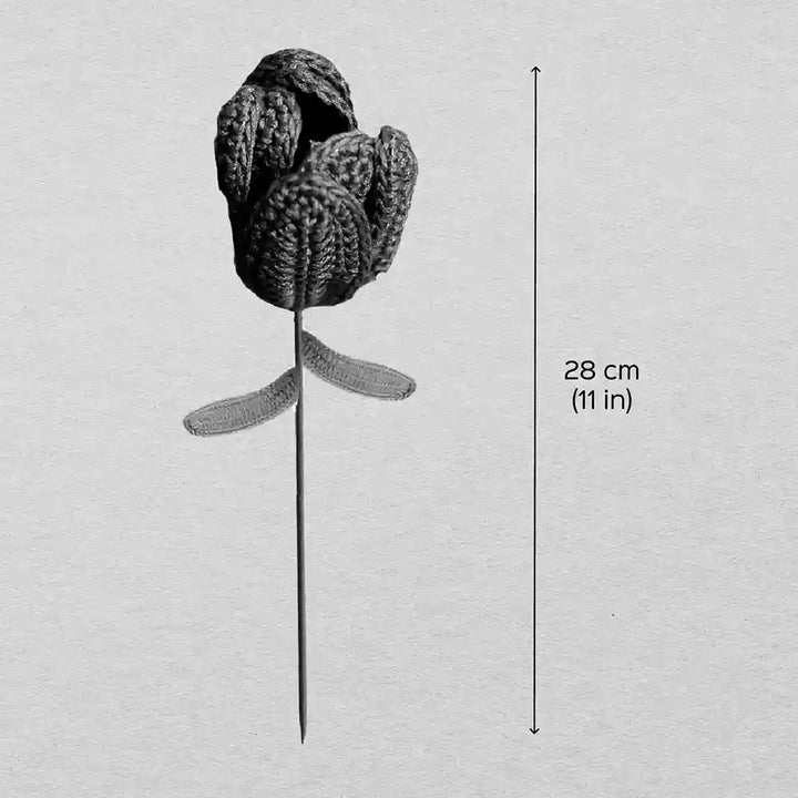 Handmade Crochet Tulip Stem Cotton Flower Stick | Pack Of 1
