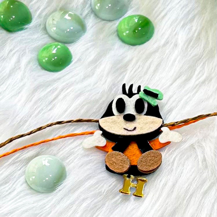 Personalized Laser Cut Disney Themed Goofy Felt Kids Rakhi With Initial