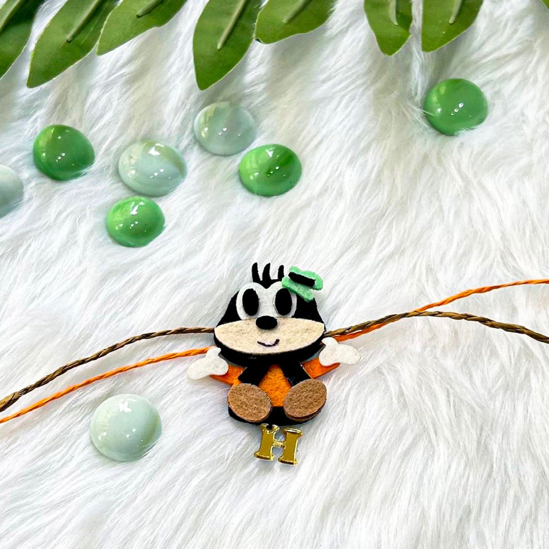 Personalized Laser Cut Disney Themed Goofy Felt Kids Rakhi With Initial