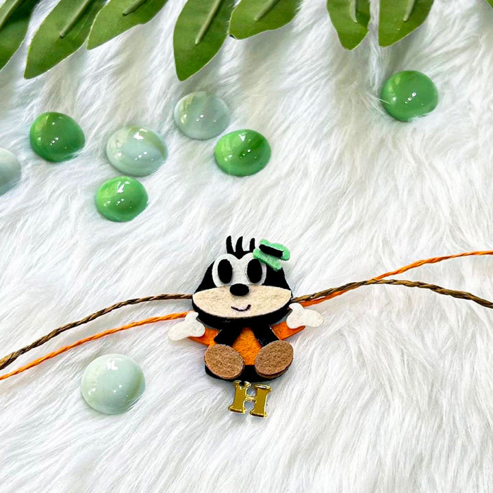 Personalized Laser Cut Disney Themed Goofy Felt Kids Rakhi With Initial