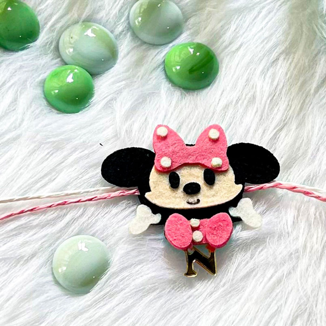 Personalized Laser Cut Disney Themed Minne Felt Kids Rakhi With Initial