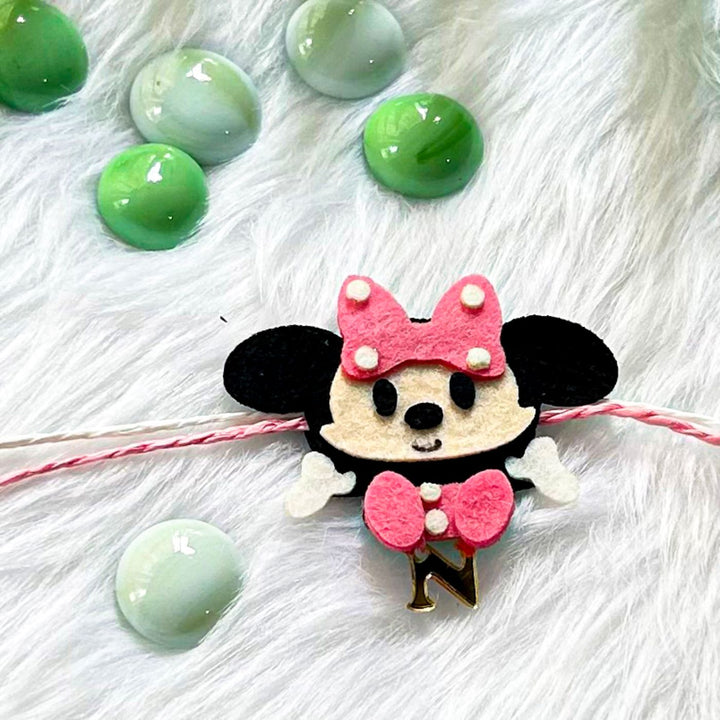 Personalized Laser Cut Disney Themed Minne Felt Kids Rakhi With Initial