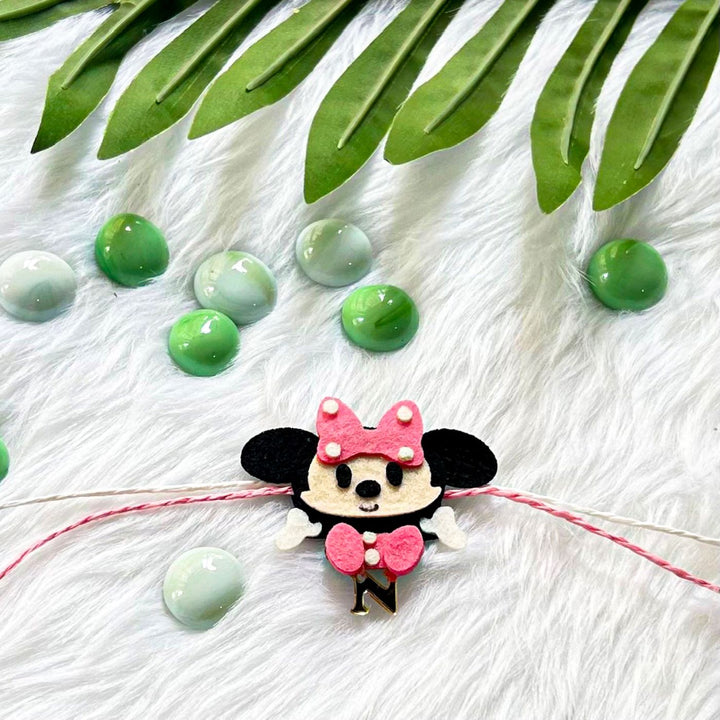 Personalized Laser Cut Disney Themed Minne Felt Kids Rakhi With Initial