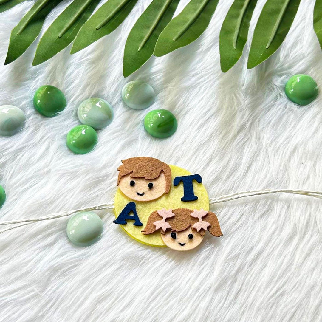 Personalized Laser Cut Boy - Girl Face Felt Kids Rakhi With Initial