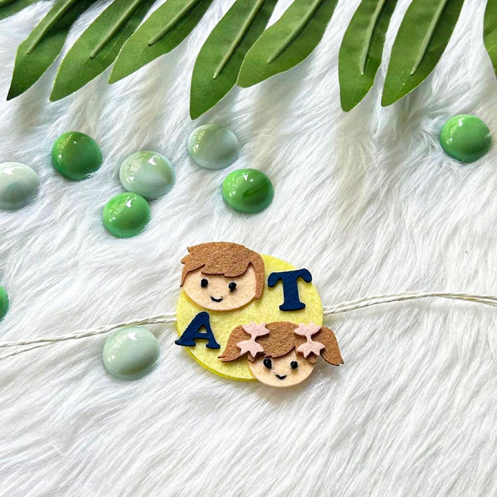 Personalized Laser Cut Boy - Girl Face Felt Kids Rakhi With Initial