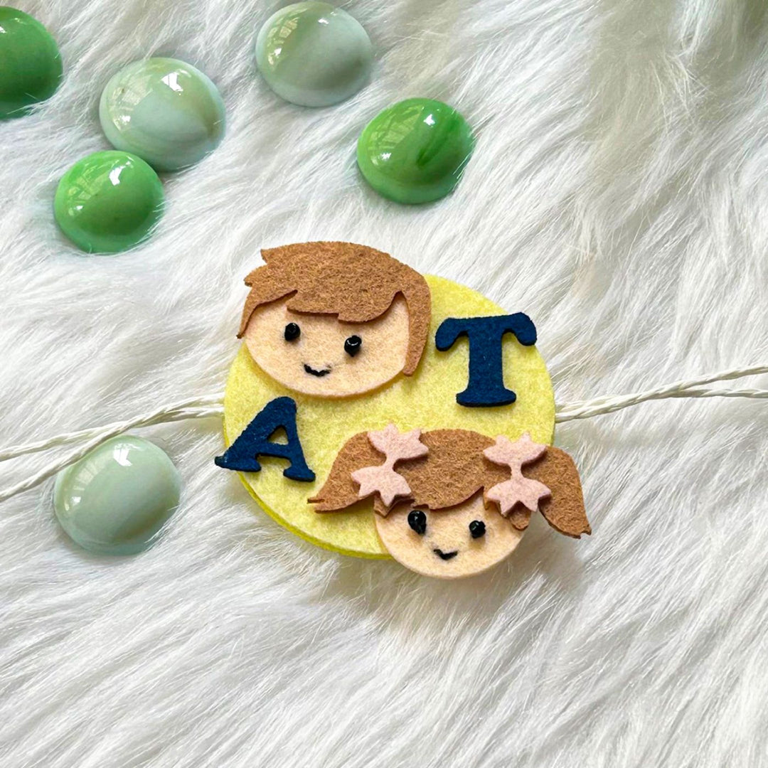 Personalized Laser Cut Boy - Girl Face Felt Kids Rakhi With Initial