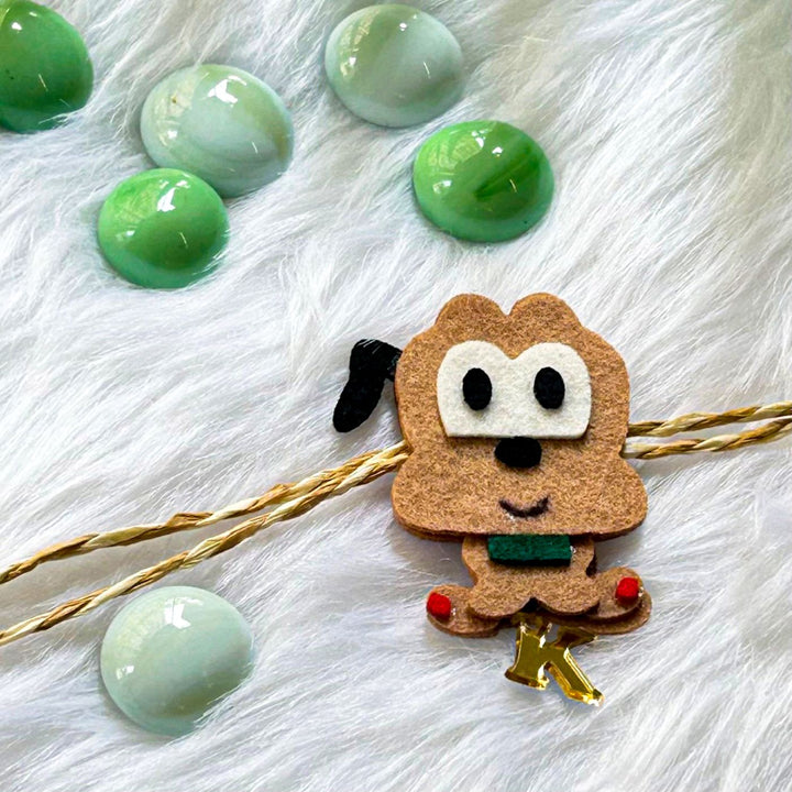 Personalized Laser Cut Disney Themed Pluto Felt Kids Rakhi With Initial