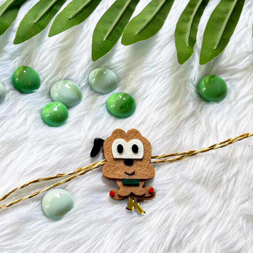 Personalized Laser Cut Disney Themed Pluto Felt Kids Rakhi With Initial