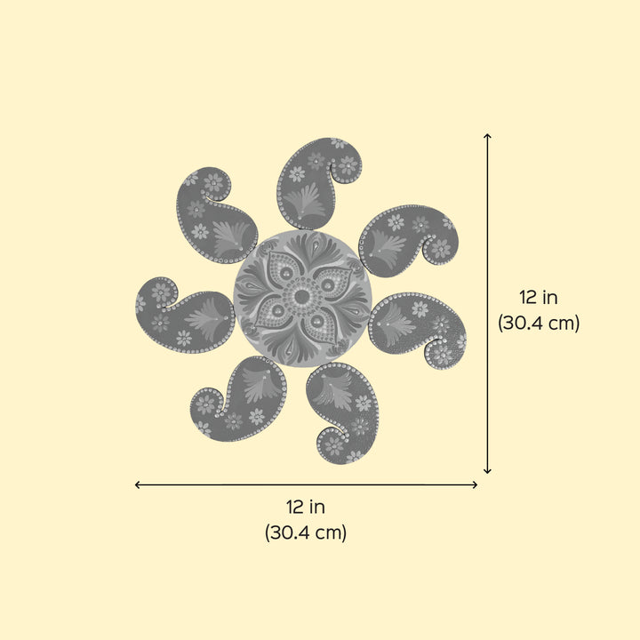 Hand-Painted Dot Mandala Floral MDF Wood Rangoli | Set Of 8