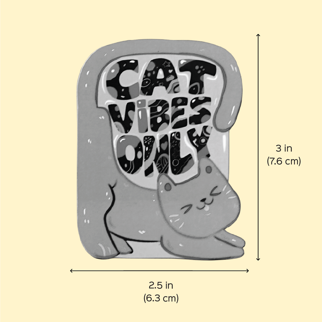 Printed Quirky "Cat Vibes Only" MDF Wood Fridge Magnet