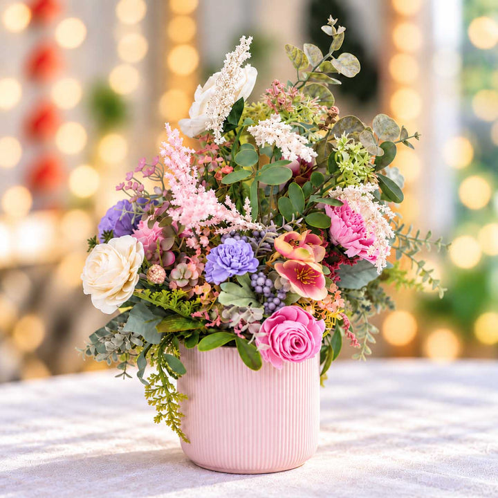 Handmade Blooming Ikea Shola Flower Centerpiece With Ceramic Vase
