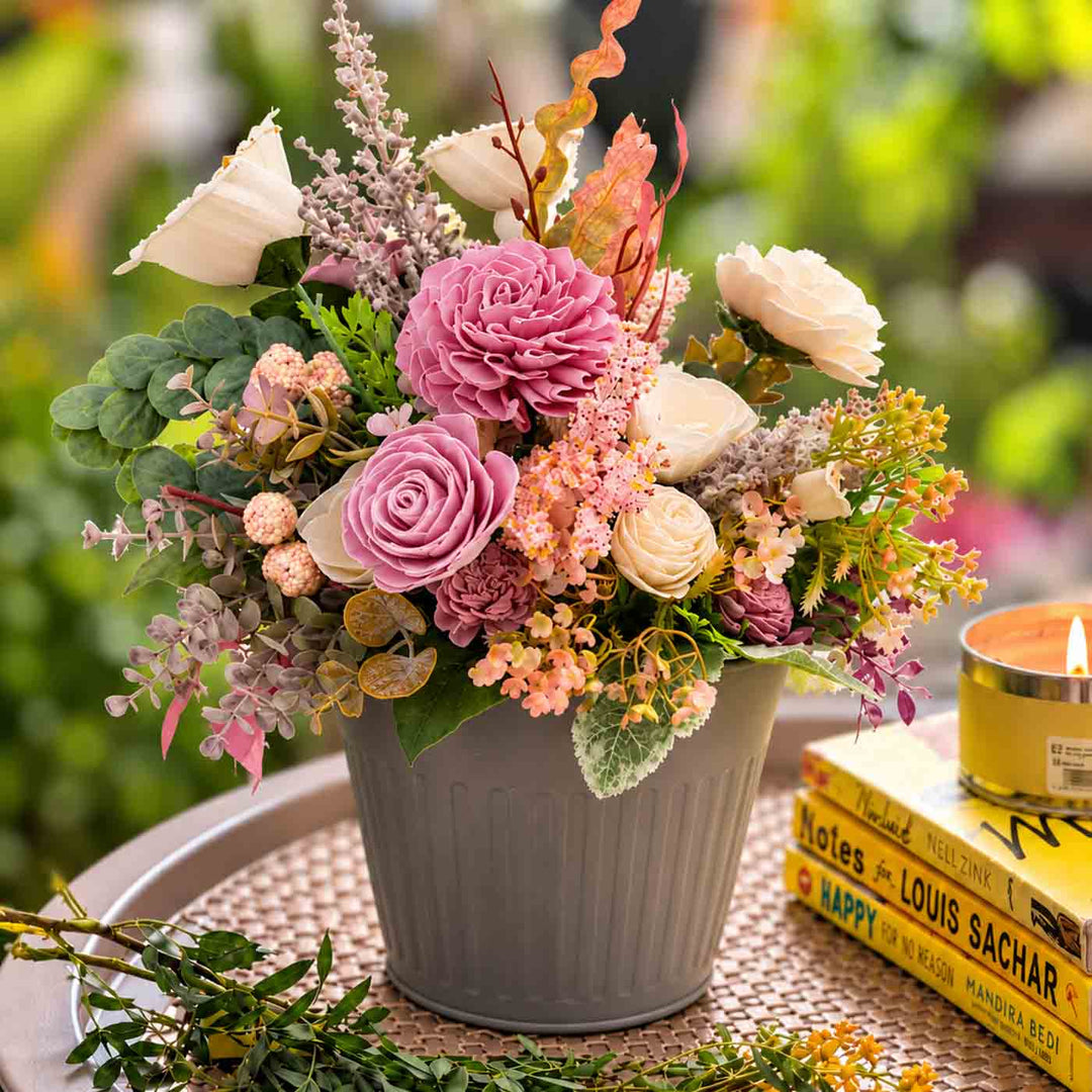 Handmade Blush And Bloom Shola Flower Centerpiece