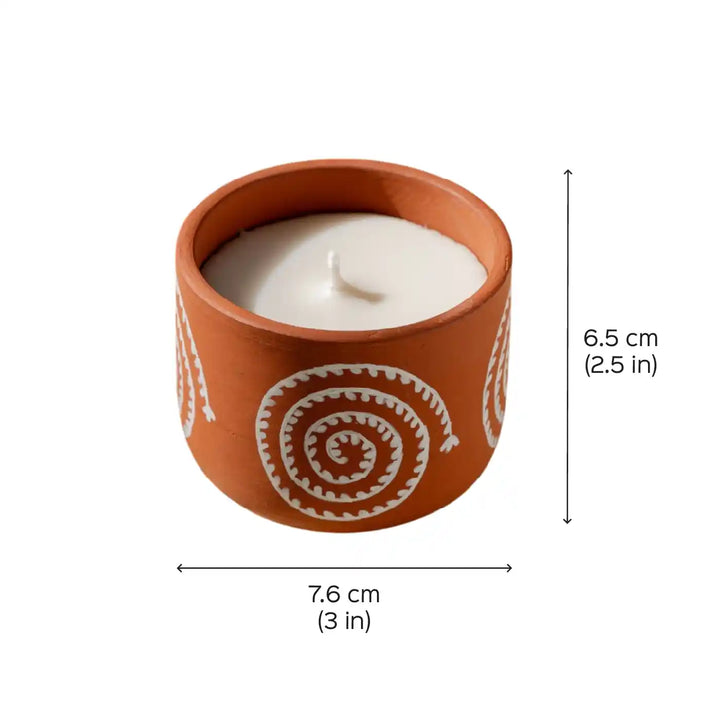 Set of 4 | Hand-Painted Eternal Spiral Terracotta Soy Wax Candle