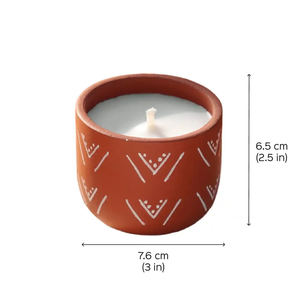 Set of 4 | Hand-Painted Forest Terracotta Soy Wax Candle
