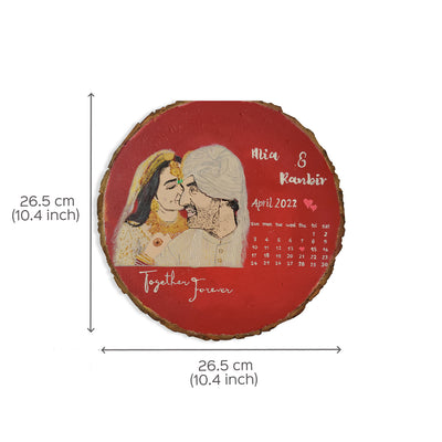 Hand Painted Personalized Wedding Caricature Plaque on Bark Base For Couples