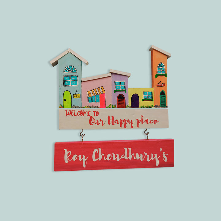 Handpainted Wooden Hanging House Nameplate