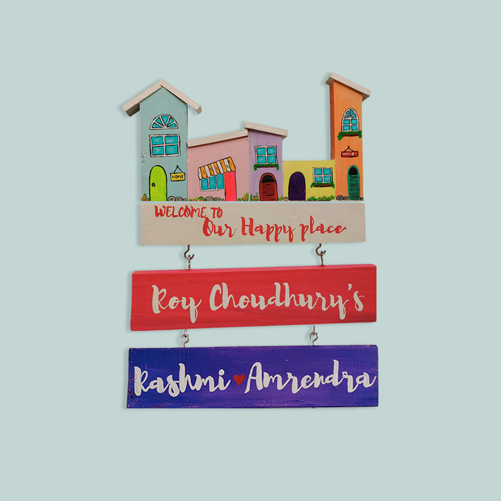 Handpainted Wooden Hanging House Nameplate