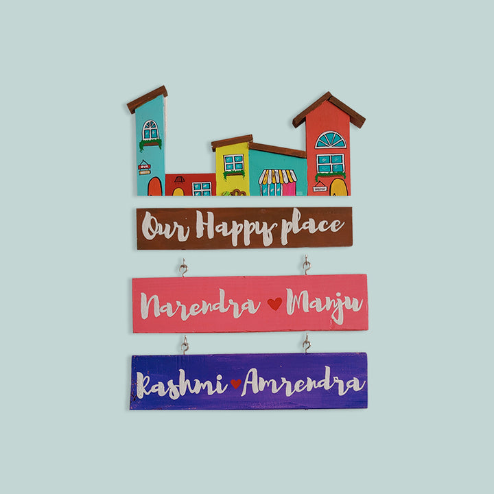 Handpainted Personalized Wooden Hanging House Nameplate