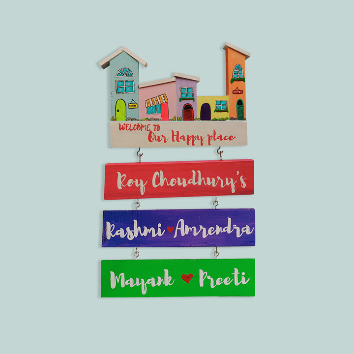 Handpainted Wooden Hanging House Nameplate