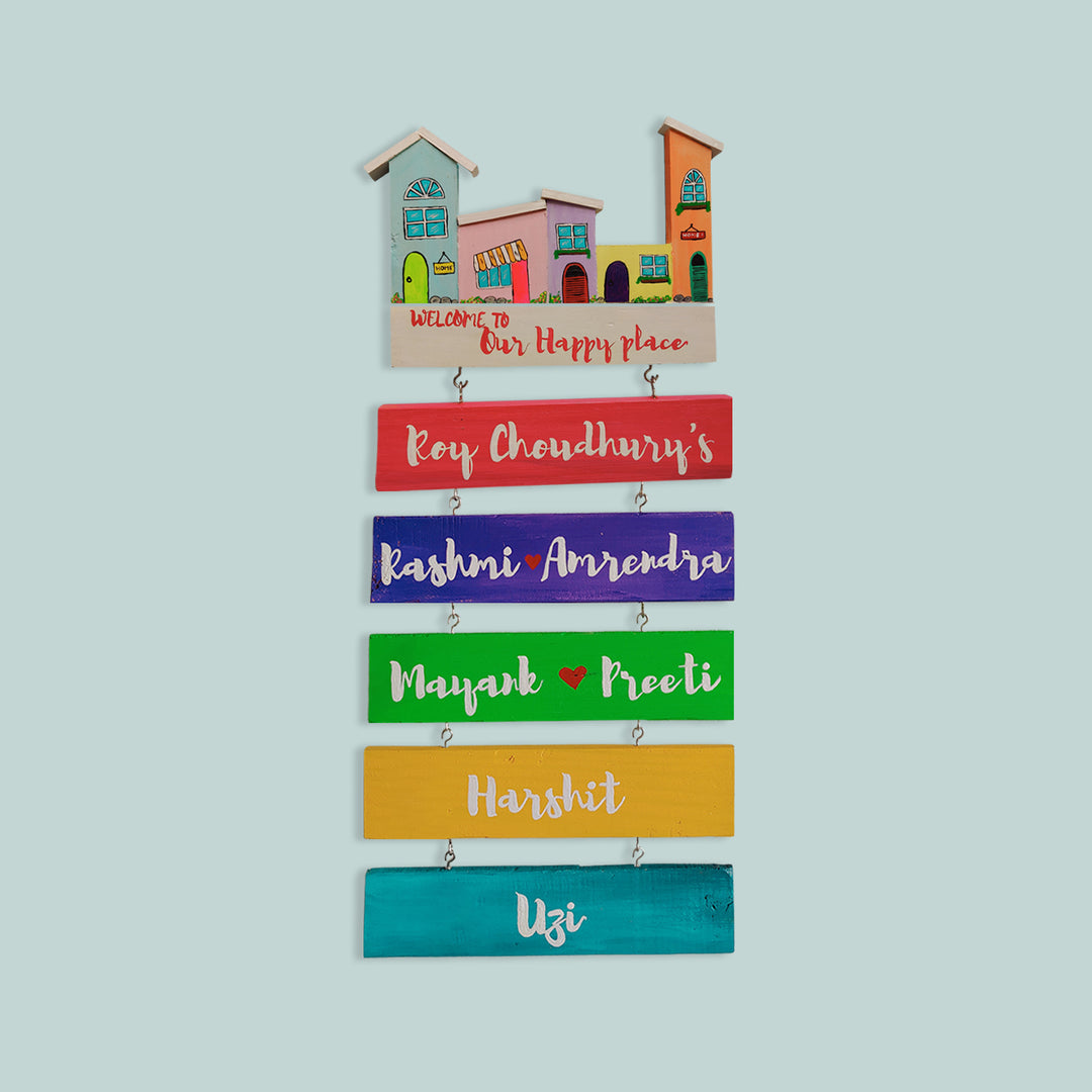 Handpainted Wooden Hanging House Nameplate