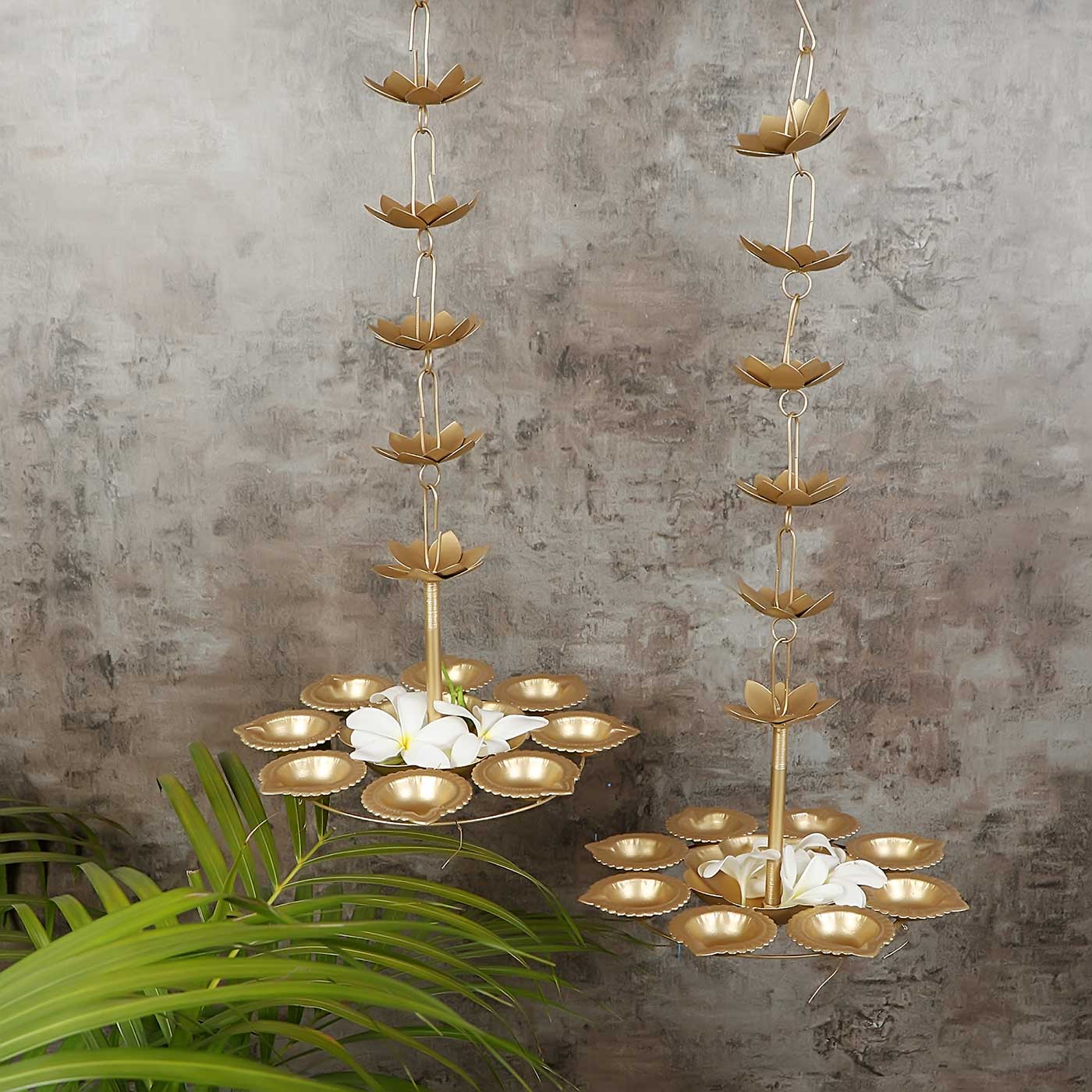 Buy Handmade Hanging Diya Urli Set of 2 Online On Zwende