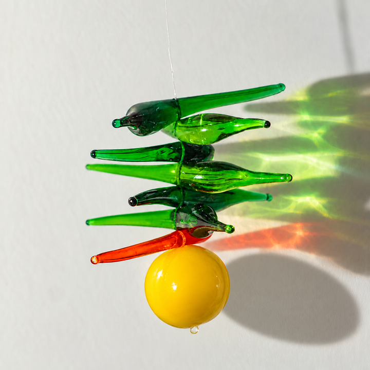 "Nimbu Mirchi" Handmade Blown Glass Hanging For Home Decor