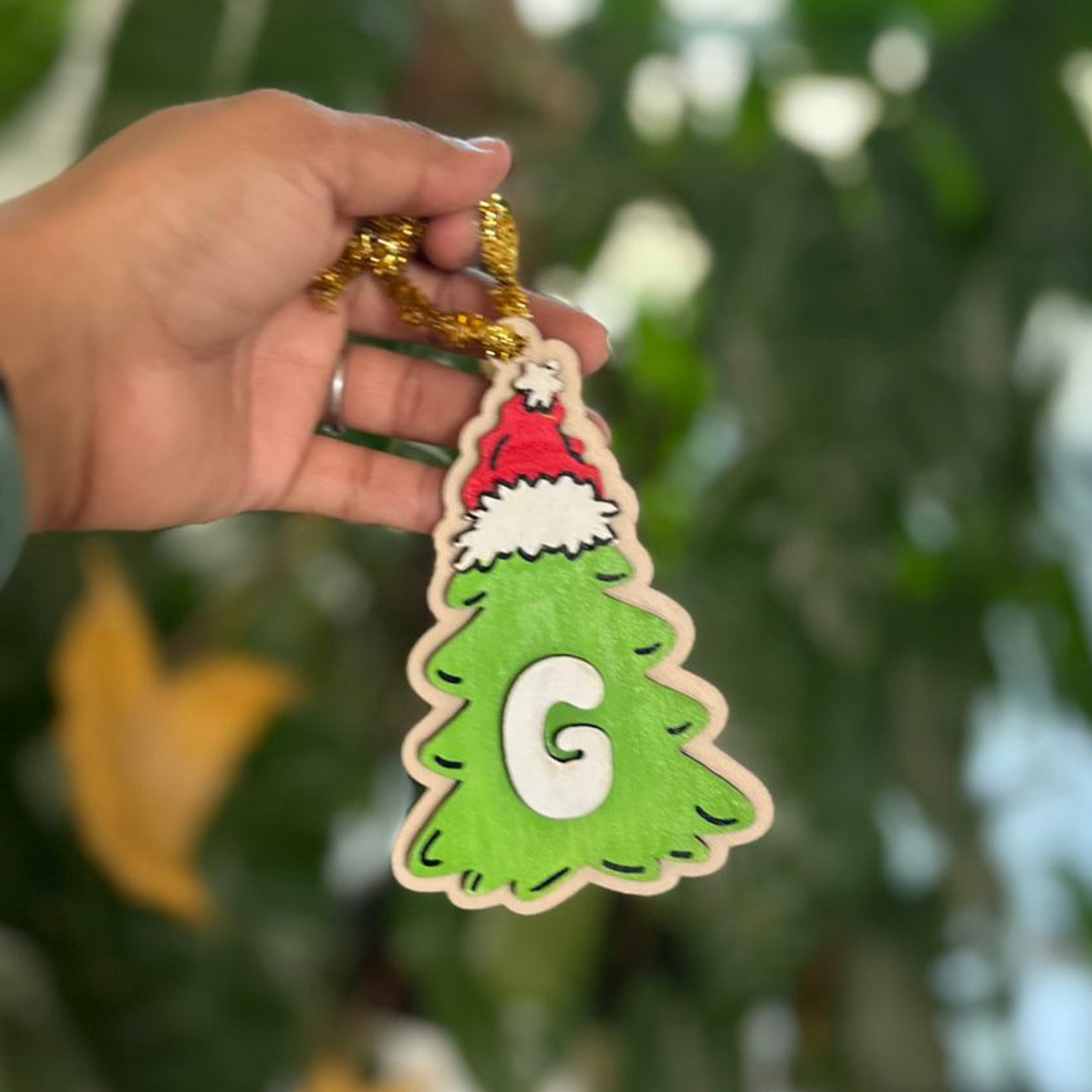 Personalized Hand-Painted Grinch Wooden Ornament For Christmas Decoration