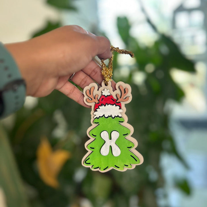 Personalized Hand-Painted Grinch Wooden Ornament For Christmas Decoration