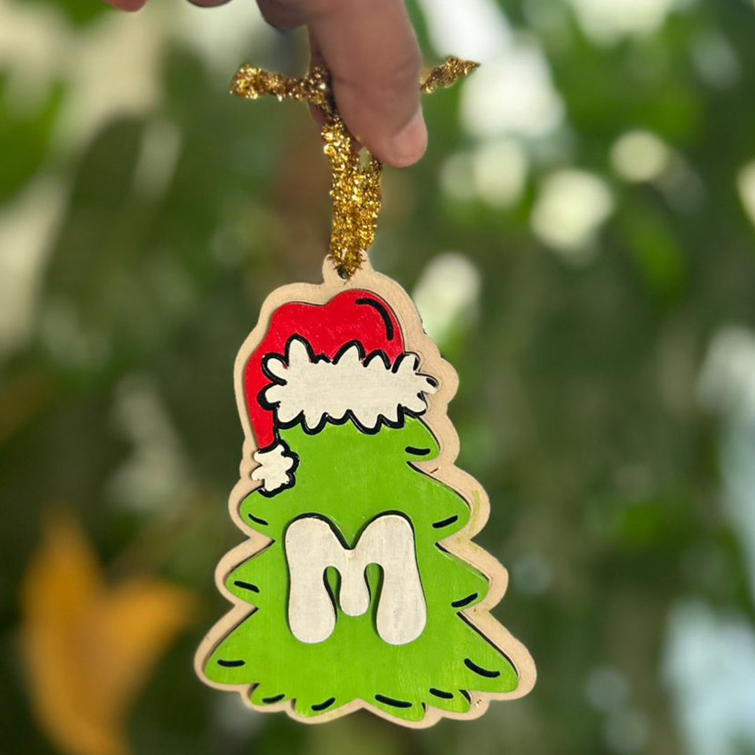 Personalized Hand-Painted Grinch Wooden Ornament For Christmas Decoration
