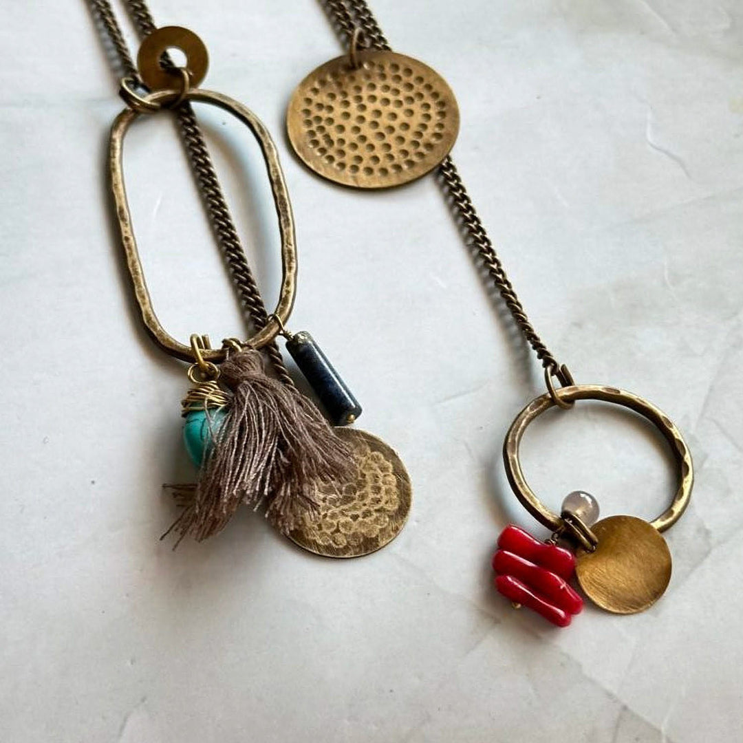 Handmade Hansli Antique Embellishment Brass Necklace