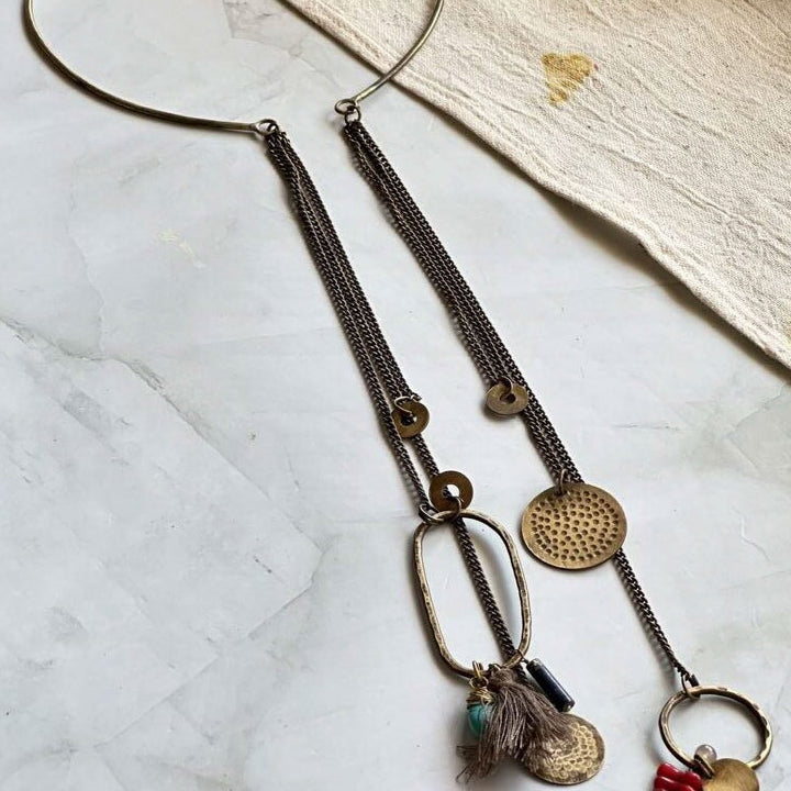 Handmade Hansli Antique Embellishment Brass Necklace