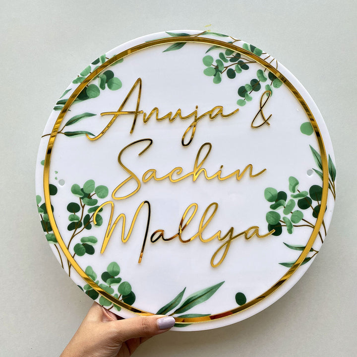 Personalised Acrylic Floral Round Nameplate