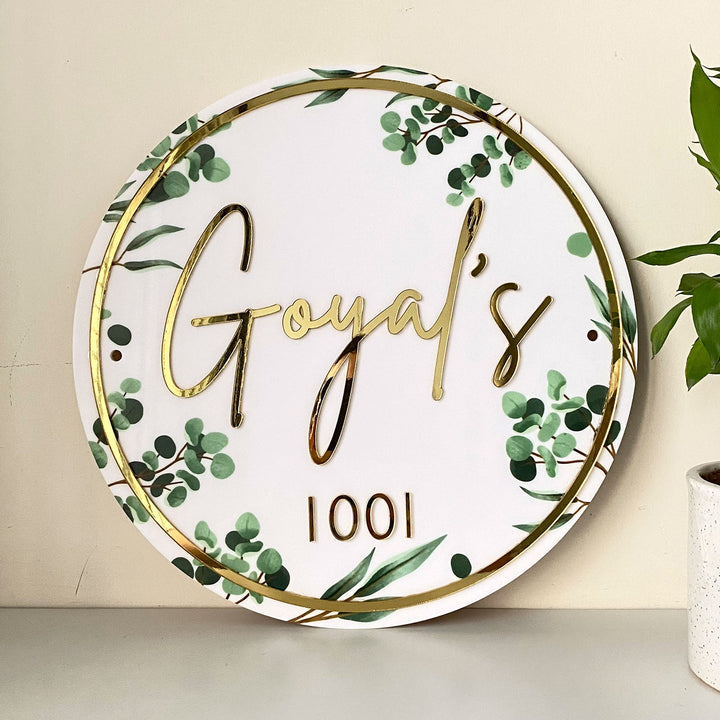 Personalised Acrylic Floral Round Nameplate