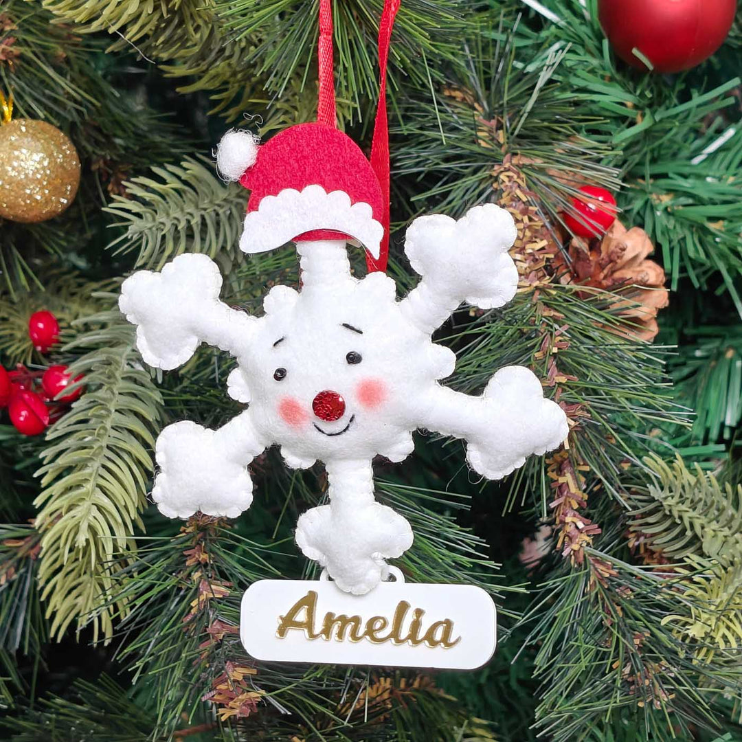 Personalized Handmade Happy Snowflake Felt Ornament