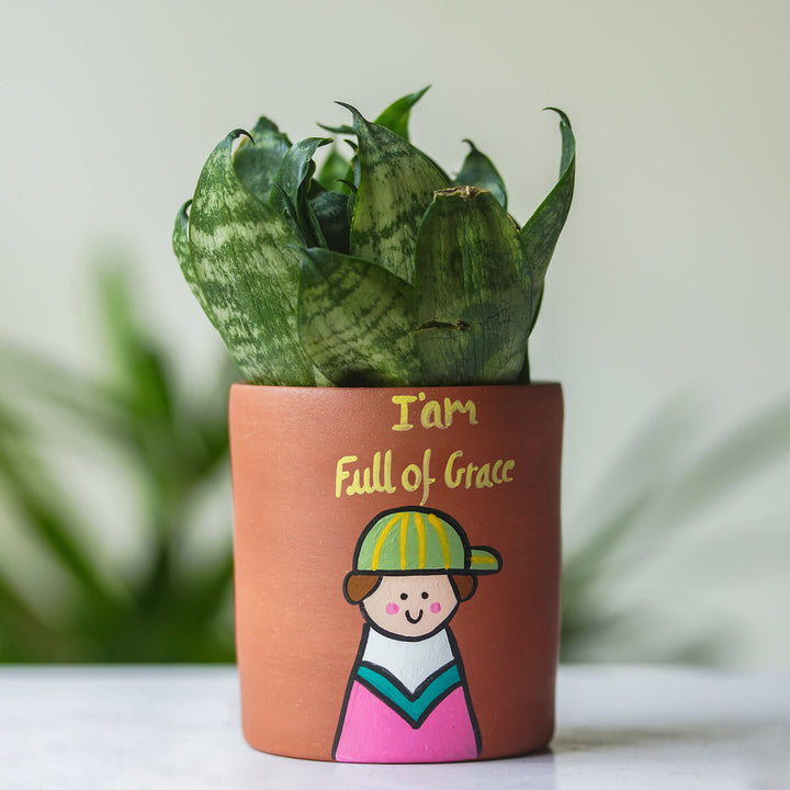 Handpainted Clay Planter With Affirmation