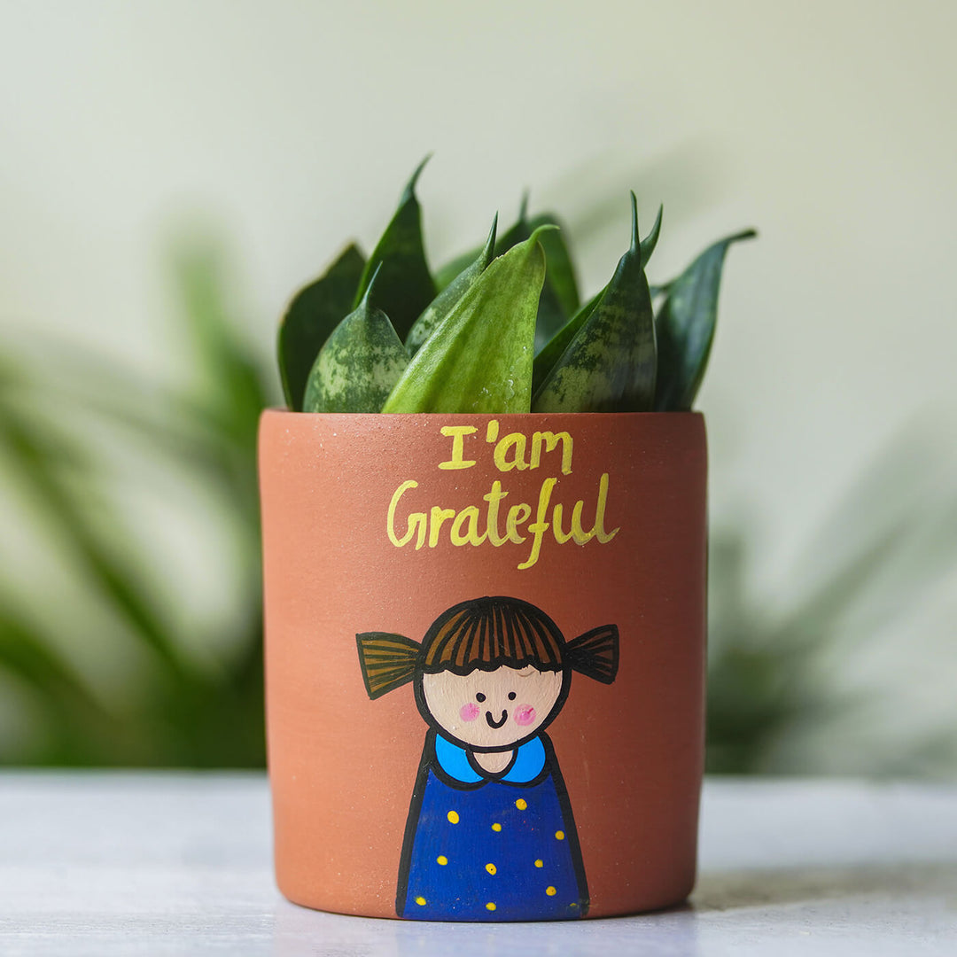 Handpainted Clay Planter With Affirmation